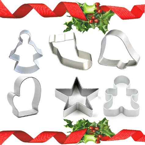6pc Festive Metal Cookie Biscuit Cutter Combination Set