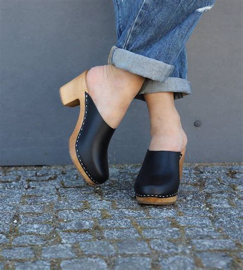 Black Leather Clog Kulikstyle Swedish Clogs Sandals Clogs Wooden Clogs Sandals Clog Sandals