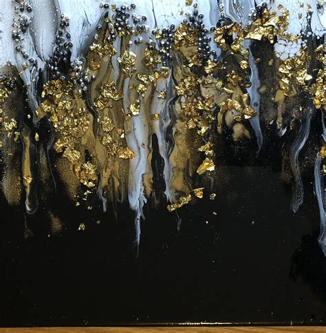Abstract Acrylic Paint Pouring And Gold Leaf Workshop Fresh Paint Studio