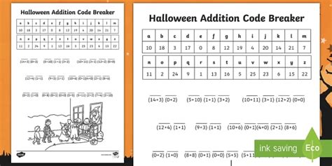 Ks1 Halloween Addition Code Breaker Activity Teacher Made