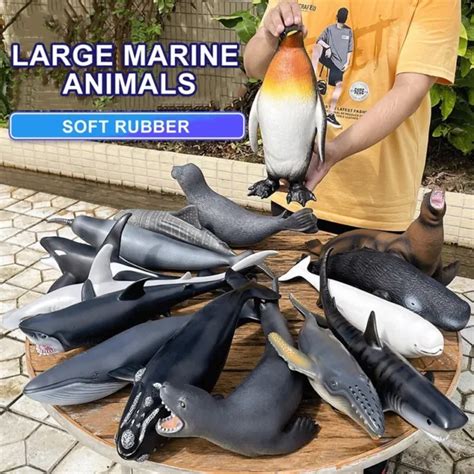 Big Marine Life Animals Dolphin Shark Turtle Penguin Blue Whale Model