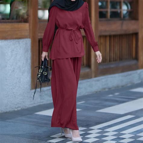 Baju Suit Muslimah Blouse Dan Seluar Set Baju Kurung Set Baju Dan Seluar Perempuan Muslim Women