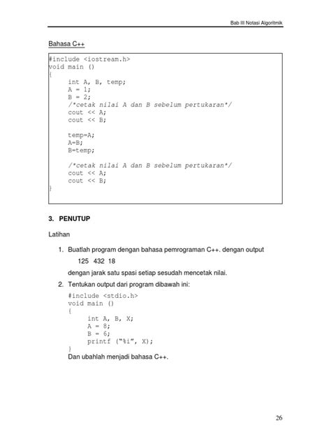 Bab3 Notasi Algoritma Dan Bahasa Pemrograman C Pdf