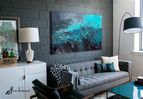 Large Abstract Blue Black And Grey Canvas Wall Art Above