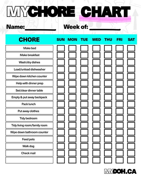 Paper Chore Chart For Kids Chore Chart Printable Chore Chart Dry Erase