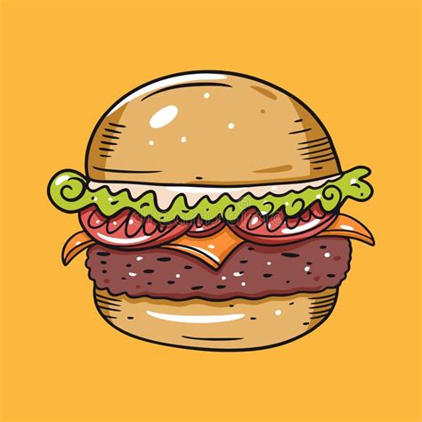 Cheeseburger Or Burger With Tomato Shredded Lettuce And Cheese Vector