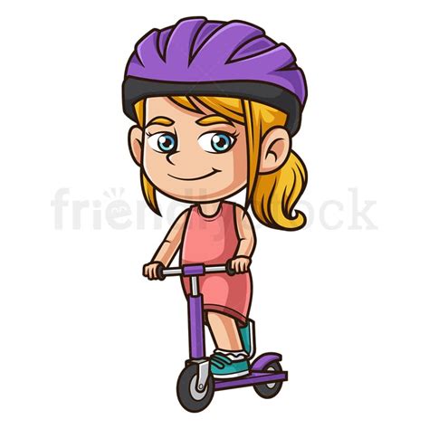 cartoon girl riding scooter vector image friendlystock