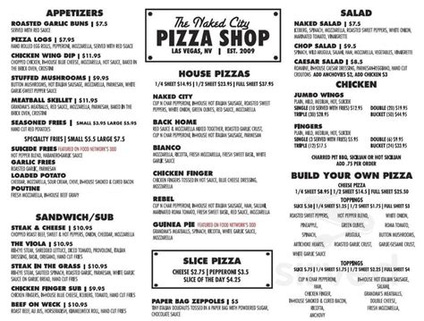 Naked City Pizza Menu In Las Vegas Nevada Usa Hot Sex Picture