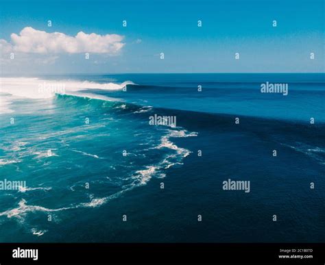 Aerial View Of Big Blue Wave Big Waves In Ocean Stock Photo Alamy