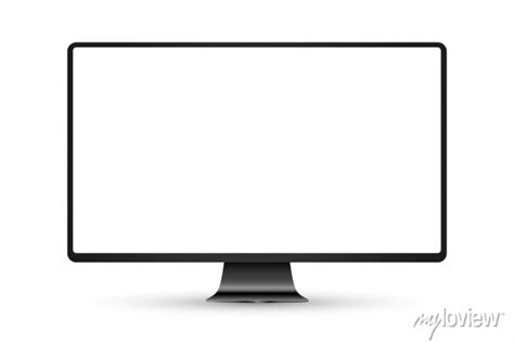 Trendy Realistic Thin Frame Monitor Mock Up With Blank White • Wall