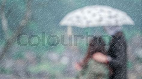 People Under The Umbrellas Rainy Stock Image Colourbox