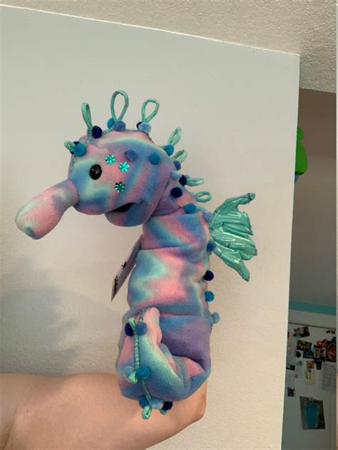 Full Body Puppet Rainbow Seahorse With Teal Fins Etsy