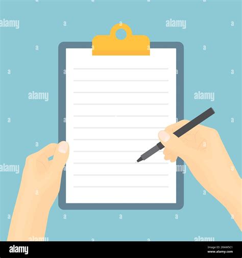 Hands Holding Clipboard And Pen Check List Plan Concept Vector