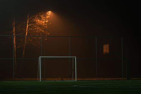 1366x768px free download hd wallpaper soccer goal net dark field football light night