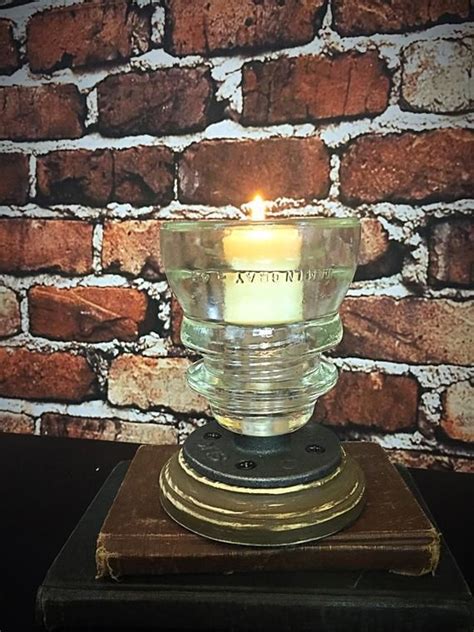 Glass Insulator Candle Holder Glass Insulator Candle Stick Etsy