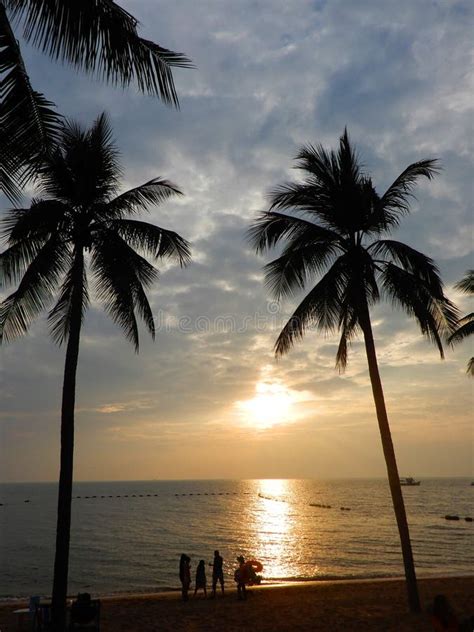 Sunset At Jomtien Beach Thailand Stock Photo Image Of Shore Asia