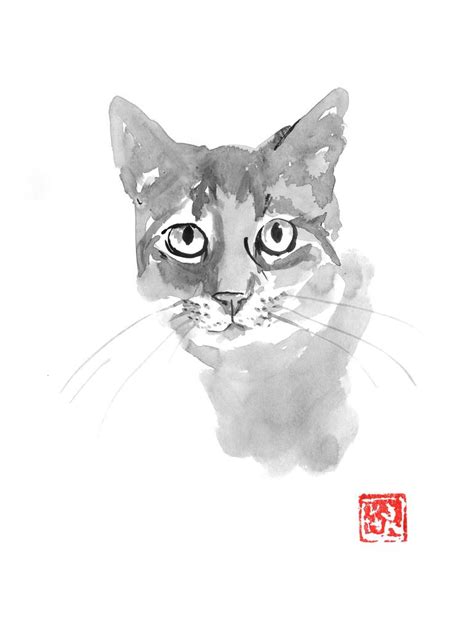 Cat Grey 03 Drawing By Pechane Sumie Saatchi Art