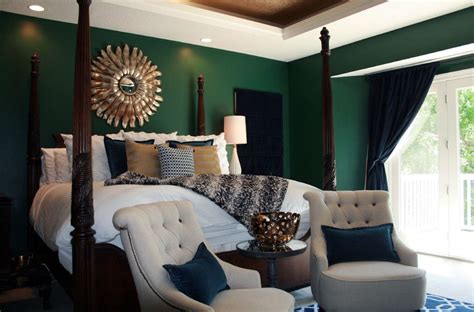 Emerald Green Bedroom With Traditional Side Tables And End Tables