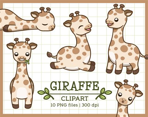Giraffe Clipart Kawaii Giraffe Clipart Giraffe Png Leuke Etsy Nederland