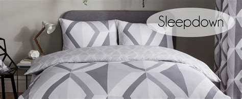 Sleepdown Large Diamond Geometric Grey Reversible Duvet Cover Quilt And