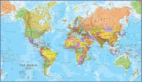 Maps International Mapa Del Mundo Póster Político Con El Mapa Del