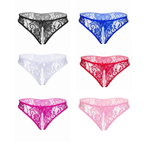 6 Pack Womens Lace Floral Panties Crotchless Underwear Thongs Lingerie G String Ebay