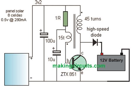 We can see two pots, the upper pot optimizes the buck frequency, and the lower pot optimizes the pwm, both these adjustments could be tweaked for getting an optimum response across c. Simple 12V Solar Charger Circuit with Boost Converter