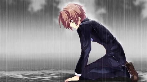 Sad Anime Boy Crying In The Rain