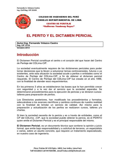 Peritodictamenpericial2013pdf Perito Evidencia Derecho