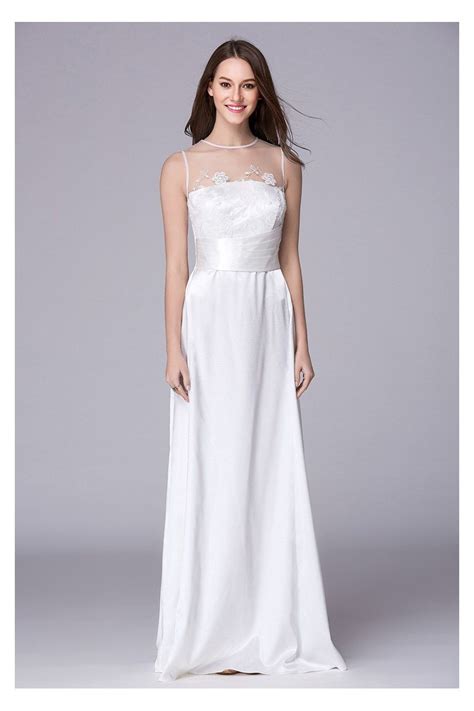 Sleeveless Pure White Long Evening Dress 85 Ck496