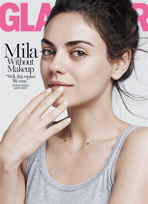mila kunis goes makeup free for glamour but will she take a nude selfie e news