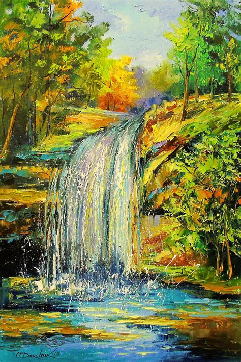 Waterfall In The Forest Painting By Olha Darchuk Jose Art Gallery