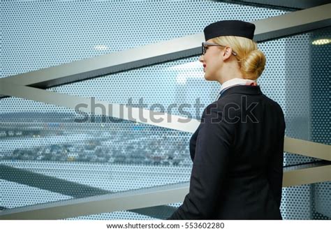 Confident Blonde Hair Airhostess Looking Out Stock Photo Shutterstock