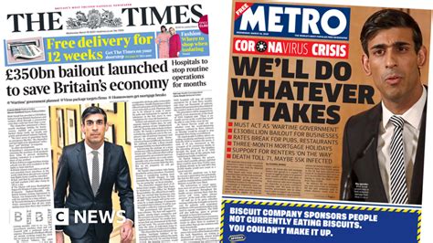 Newspaper Headlines £350bn War Chest To Save Uk Economy Bbc News