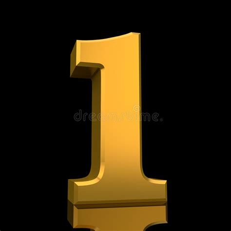 Number 1 Gold Color Collection On Black Background