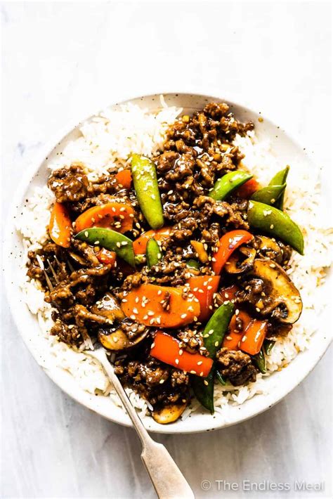 Ground Beef Stir Fry With Ginger And Garlic Sauce The Endless Meal