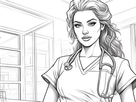 Nurse Themed Adult Coloring Delight Coloring Page