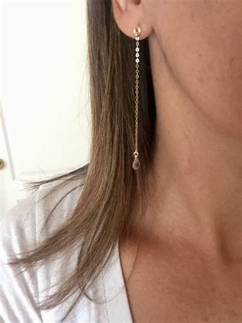 Long Gold Dangle Earrings Simple Earrings Dainty Earrings