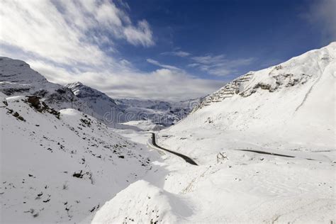 Julier Pass Road Climbing Among Snow Switzerland Stock Image Image