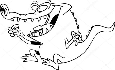 Cartoon Alligator Eating Donuts — Stock Vector © Ronleishman 13917853
