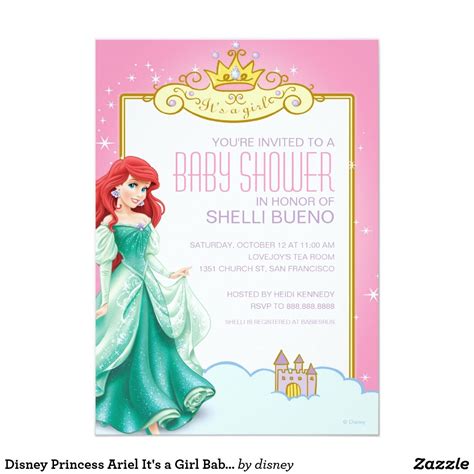 Disney Princess Ariel Its A Girl Baby Shower Invitation