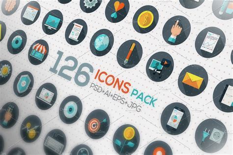 126 Flat Designed Icons Set | Pre-Designed Photoshop Graphics ~ Creative Market