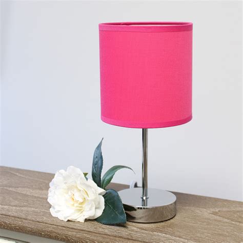 A bit of pretty on a gray day. Chrome Mini Basic Table Lamp with Fabric Shade, Hot Pink