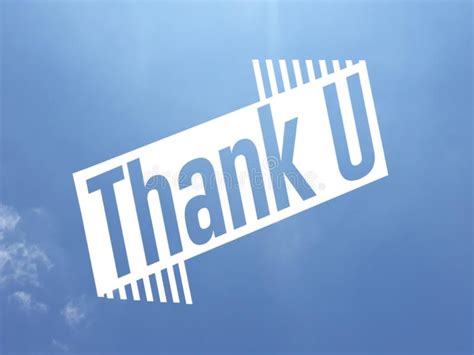 A Thank You Message In White Color Over A Blue Sky Background Stock