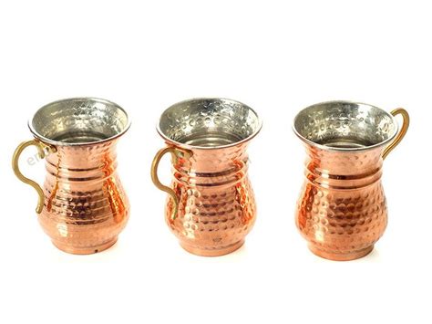 Turkish Handmade Pure Copper Mug Set Of 6 Grand Bazaar