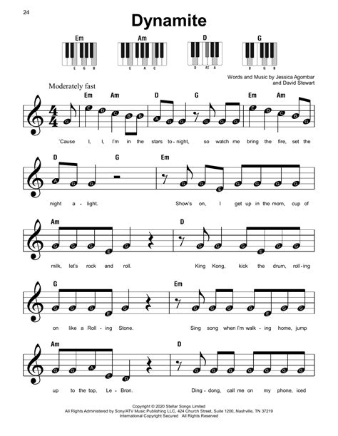 Dynamite Sheet Music Bts Super Easy Piano