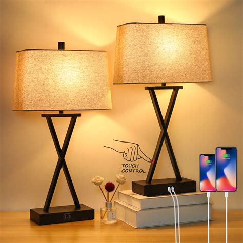 Set Of Touch Control Way Dimmable Table Lamp Modern Nightstand Lamp