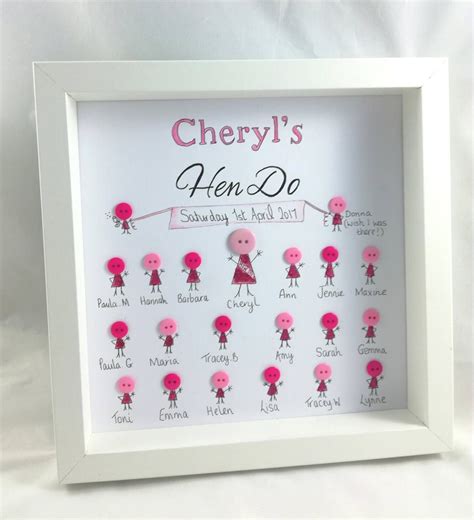 Hen Party Hen Do T Idea Framed Button Picture Personalised Keepsake