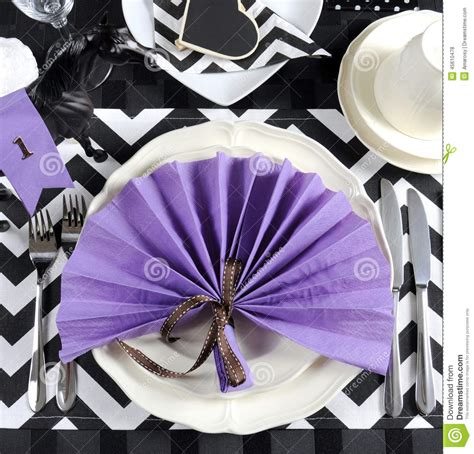Black And White Chevron With Purple Theme Party Place