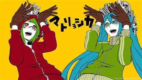 Matryoshka Headphone Hatsune Miku Gumi Megpoid Vocaloid Wallpaper